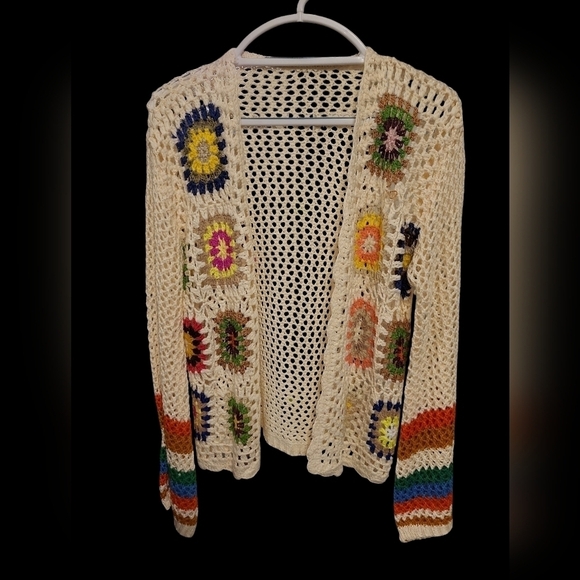 NEW Crochet lightweight Floral Cardigan Sweater Med - Picture 5 of 7